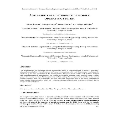 AGE BASED USER INTERFACE IN MOBILE OPERATING SYSTEM