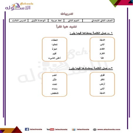 الاسكوله - عربي 2ب ترم 2 وح 1 درس 3 - هيا نقرأ