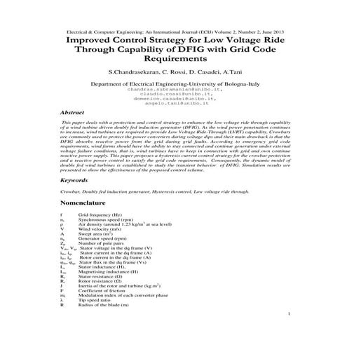 Improved Control Strategy for Low Voltage Ride Through Capability of DFIG wit...