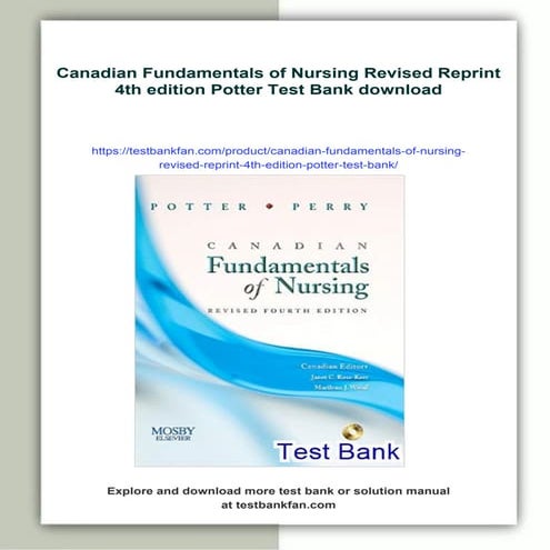 Canadian Fundamentals of Nursing Revised Reprint 4th edition Potter Test Bank