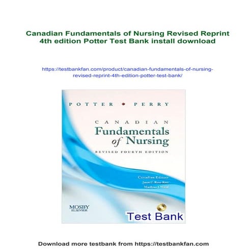 Canadian Fundamentals of Nursing Revised Reprint 4th edition Potter Test Bank