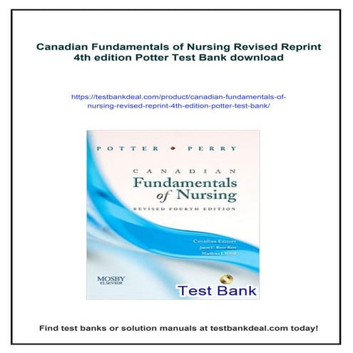Canadian Fundamentals of Nursing Revised Reprint 4th edition Potter Test Bank