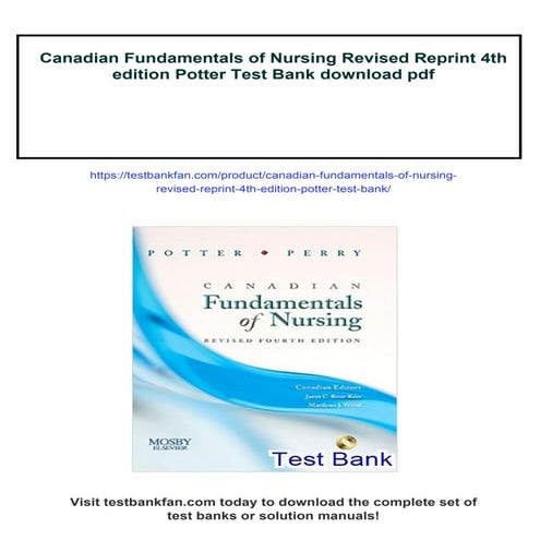 Canadian Fundamentals of Nursing Revised Reprint 4th edition Potter Test Bank