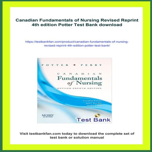 Canadian Fundamentals of Nursing Revised Reprint 4th edition Potter Test Bank