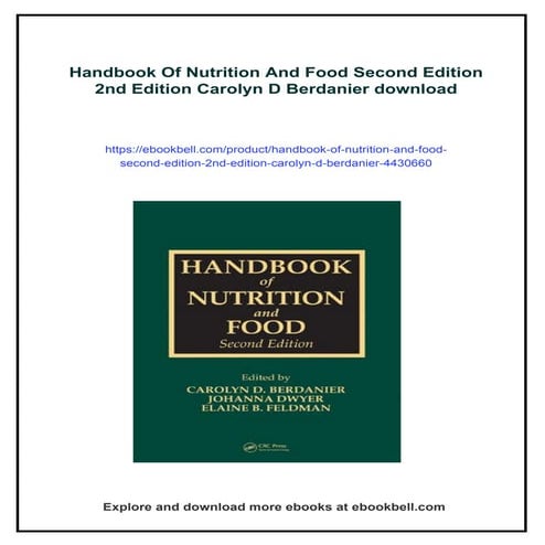 Handbook Of Nutrition And Food Second Edition 2nd Edition Carolyn D ...