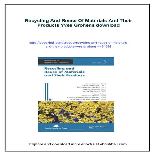 Recycling And Reuse Of Materials And Their Products Yves Grohens