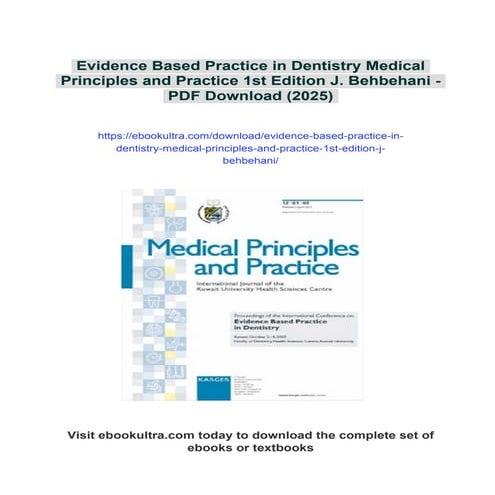 Evidence Based Practice in Dentistry Medical Principles and Practice ...