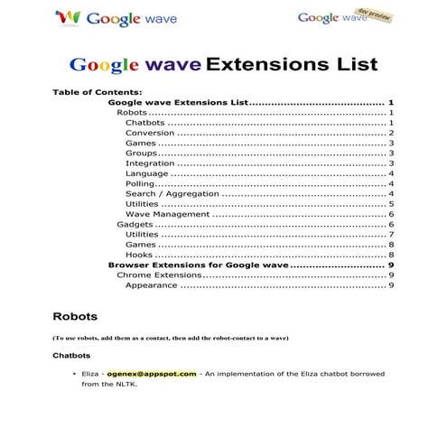 Google Wave Extensions