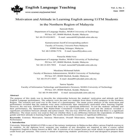 English Education Student's Attitude and Motivation toward English | PDF