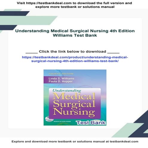 Understanding Medical Surgical Nursing 4th Edition Williams Test Bank