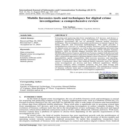 Mobile forensics tools and techniques for digital crime investigation: a comp...