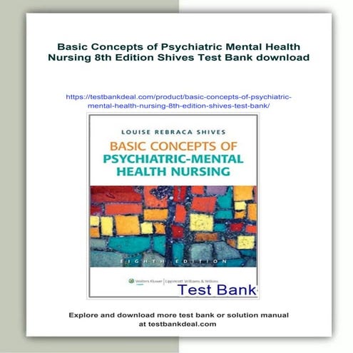 Basic Concepts of Psychiatric Mental Health Nursing 8th Edition Shives ...