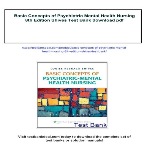 Basic Concepts of Psychiatric Mental Health Nursing 8th Edition Shives ...