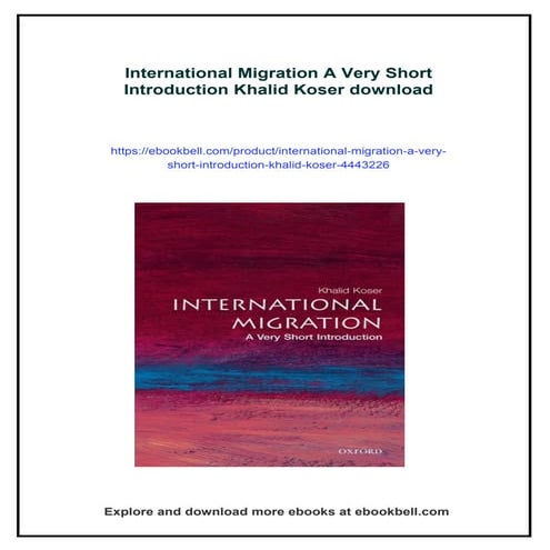 International Migration A Very Short Introduction Khalid Koser | PDF