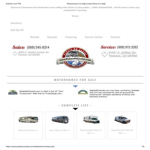 Motorhomes For Sale | Used RV(s) For Sale | PDF