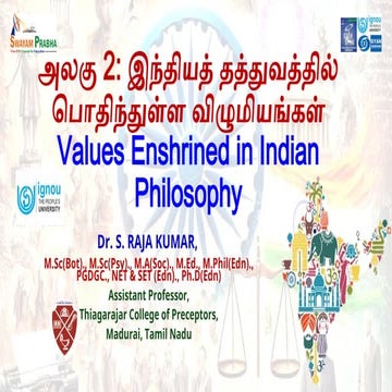 Value Education-Values Enshrined in Indian Philosophy