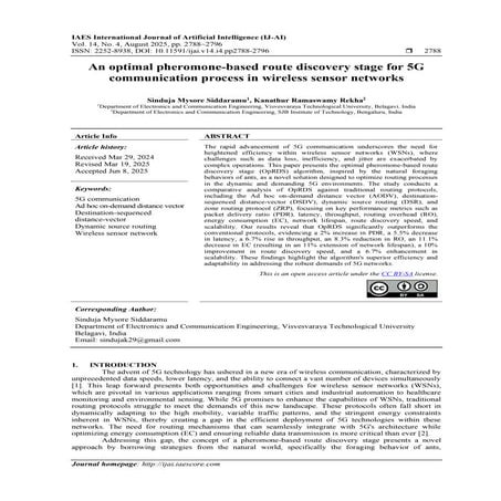 An optimal pheromone-based route discovery stage for 5G communication process...