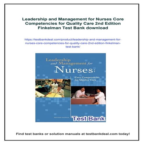 Leadership and Management for Nurses Core Competencies for Quality Care ...