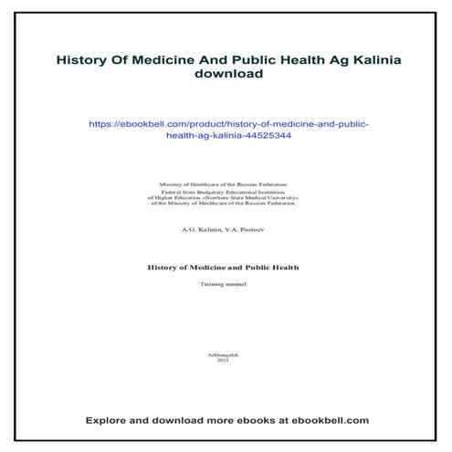 History Of Medicine And Public Health Ag Kalinia | PDF