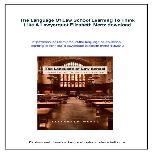 The Language Of Law School Learning To Think Like A Lawyerquot ...