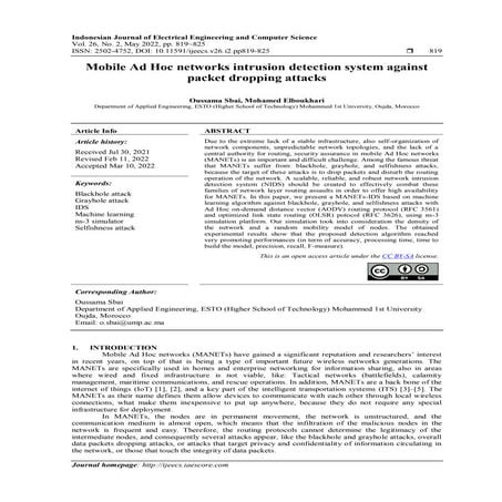 Mobile Ad Hoc networks intrusion detection system against packet ...