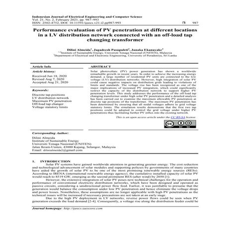 Performance evaluation of PV penetration at different locations in a LV ...