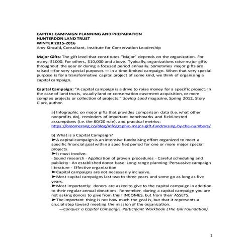 CAPITAL CAMPAIGN PLANNING AND PREPARATION