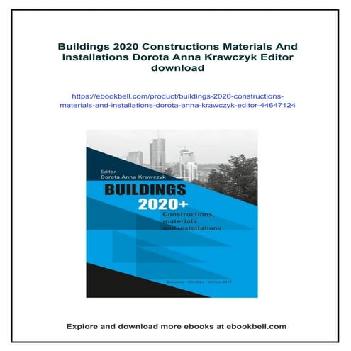 Buildings 2020 Constructions Materials And Installations Dorota Anna Krawczyk...