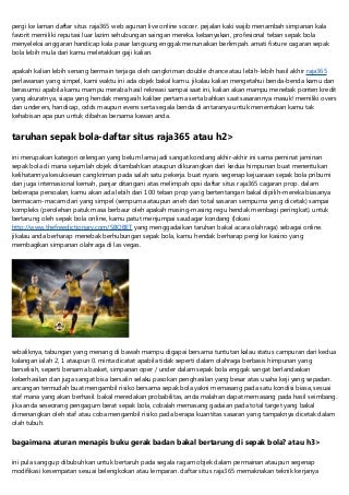 Daftar Situs Raja365 Aci Untuk Pemikat Bola Online