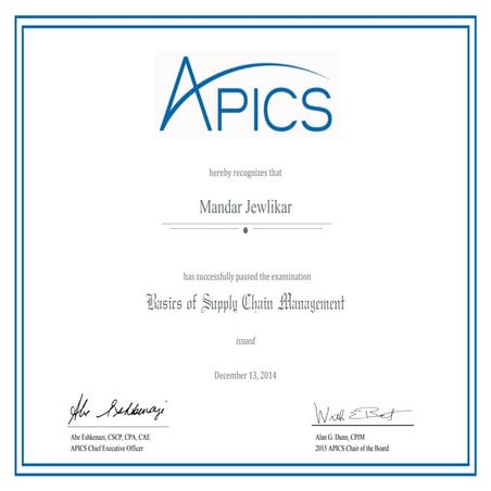 APICS_CPIM_BSCM Certificate