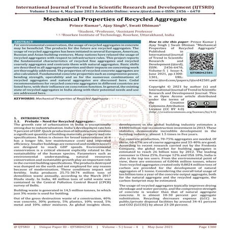Study on Recycled Aggregate Concrete | PDF