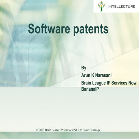 Patent: Presentation on Software Patents - BananaIP