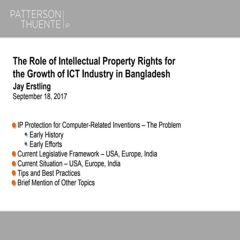 The Role of Intellectual Property Rights for the Growth of ICT Industry in Be...