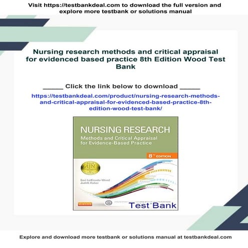 Nursing research methods and critical appraisal for evidenced based ...