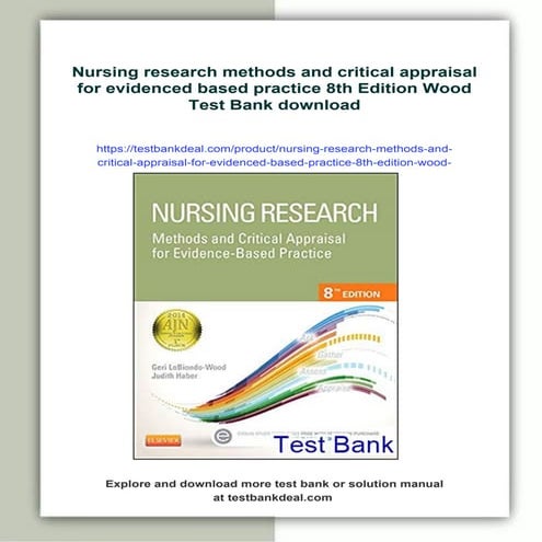 Nursing research methods and critical appraisal for evidenced based ...