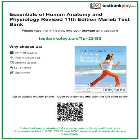 Essentials of Human Anatomy and Physiology 12th Edition Marieb Test ...