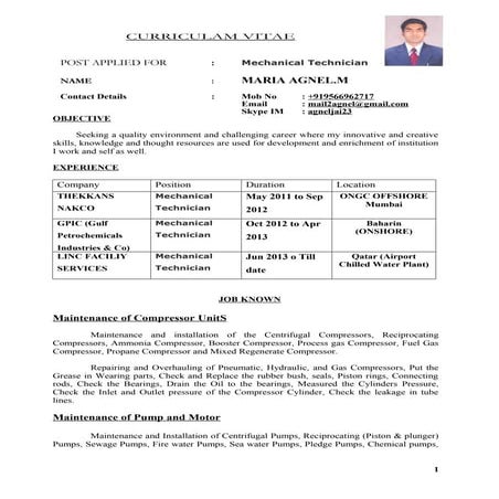 MARIA AGNEL.M mechanical technician