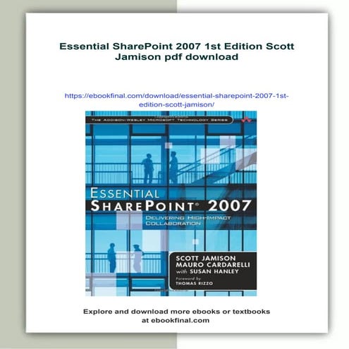 Essential SharePoint 2007 1st Edition Scott Jamison