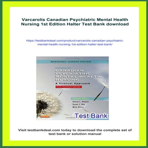 Varcarolis Canadian Psychiatric Mental Health Nursing 1st Edition ...