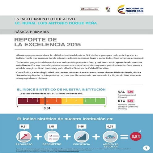 REPORTE DE LA EXCELENCIA 2.015 