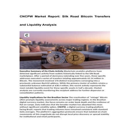 CNCPW Market Report: Silk Road Bitcoin Transfers and Liquidity Analysis