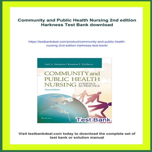 Community and Public Health Nursing 2nd edition Harkness Test Bank