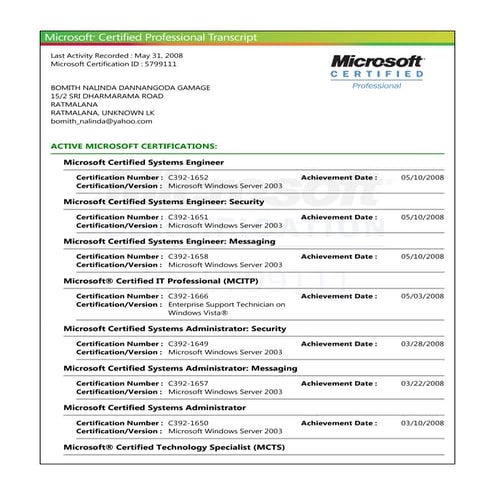 Ms Learning Transcript | PDF