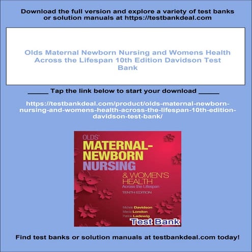 Olds Maternal Newborn Nursing and Womens Health Across the Lifespan 10th Edit...