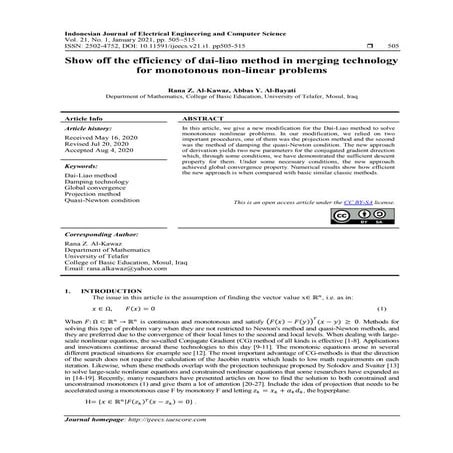 Show off the efficiency of dai-liao method in merging technology for monotono...