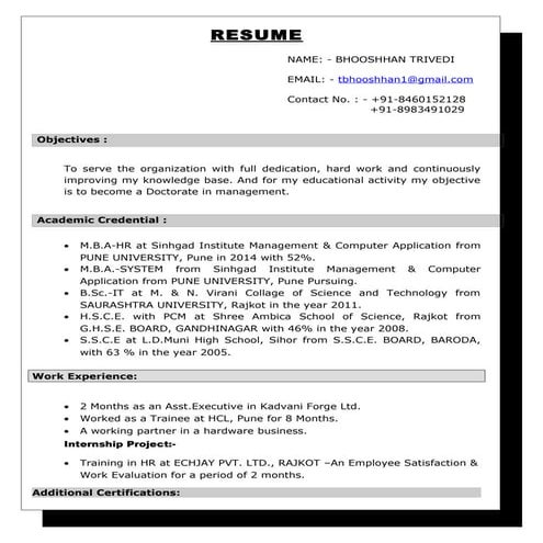 My Latest Resume New