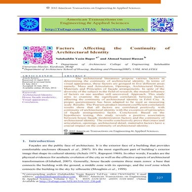 Factors Affecting the Continuity of Architectural Identity