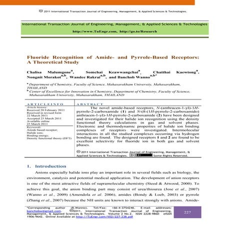 Fluoride Recognition of Amide- and Pyrrole-Based Receptors: A Theoretical Study 
