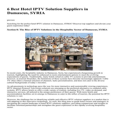 6 Best Hotel IPTV Solution Suppliers in Khartoum, SUDAN | PDF