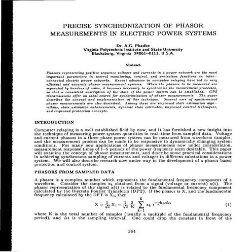 22726998 precise-synchronization-of-phasor-measurements-in-electric-ps